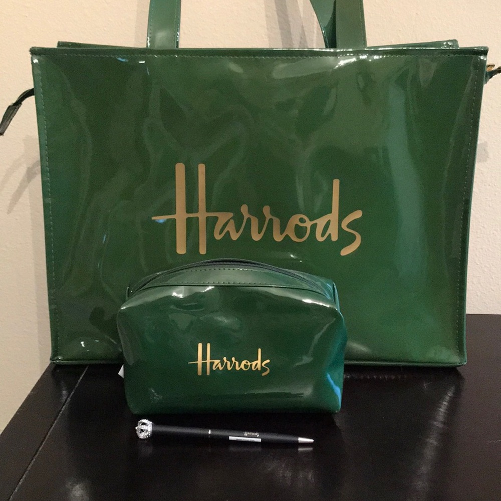 Harrods of London set tote makeup bag and pen